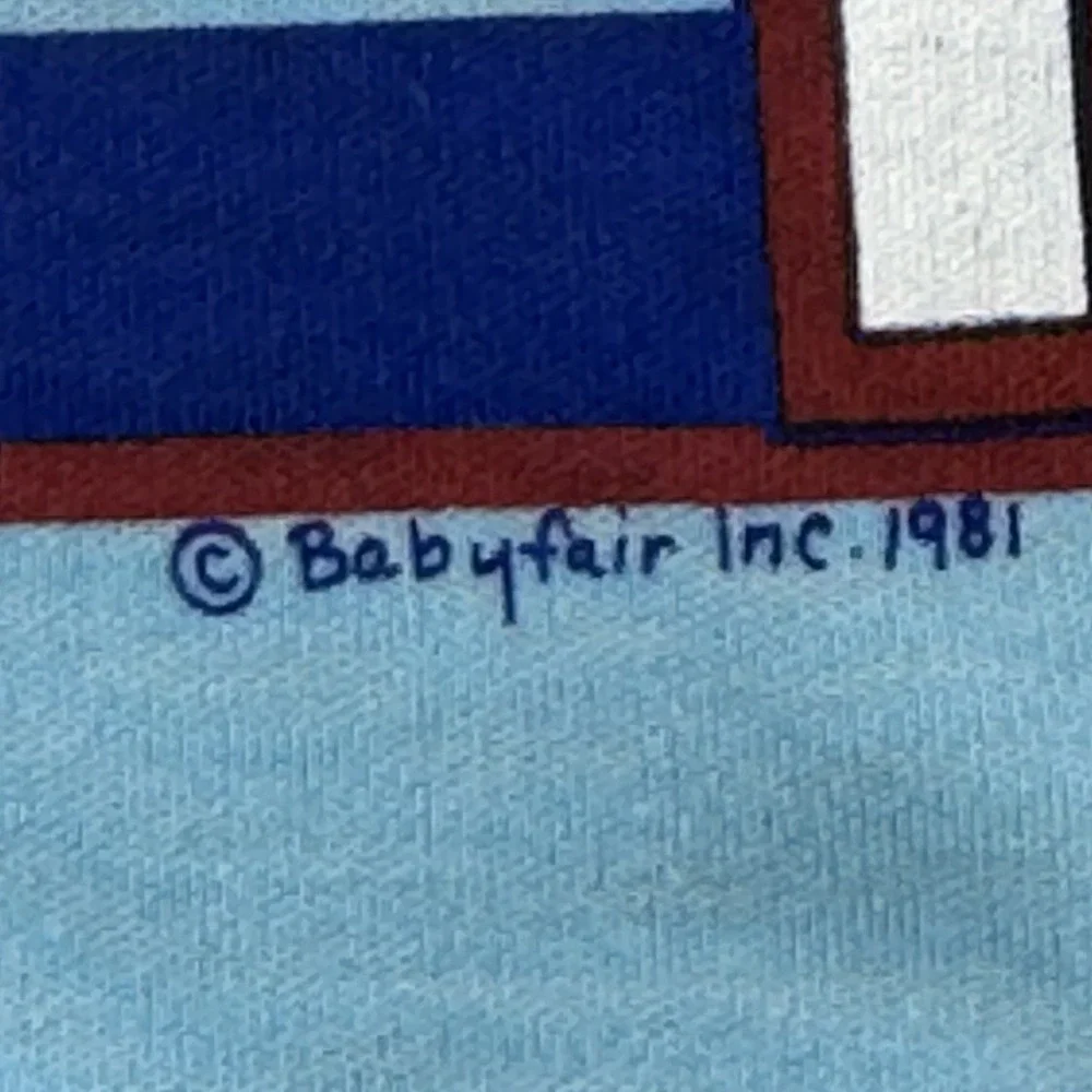Vintage 1981 Babyfair Baby T Shirt Little Slugger Baseball Star Infant 0-6 Month